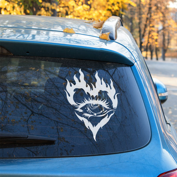 Flaming Eye Vinyl Decal – Unique Car & Window Sticker - Image 2