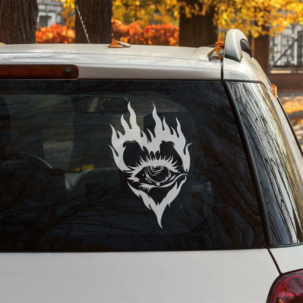 Flaming Eye Vinyl Decal – Unique Car & Window Sticker - Image 3